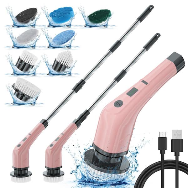 AFAIF Electric Spin Power Scrubber, Adjustable Angle, Cordless Cleaning Brush, Extension Handle with 8 Replaceable Head
