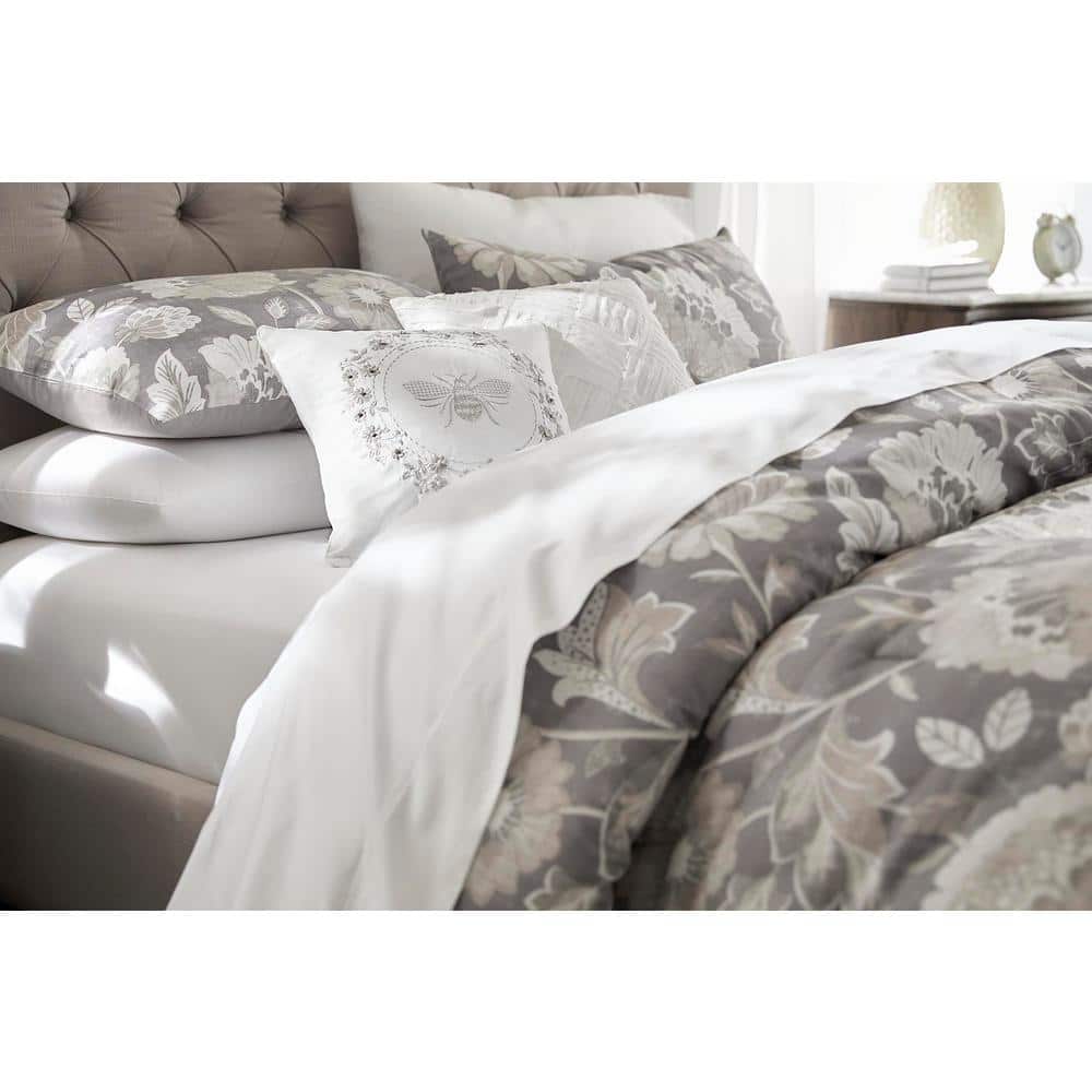 Larkspur Stone Gray and Khaki Cotton King Comforter Set