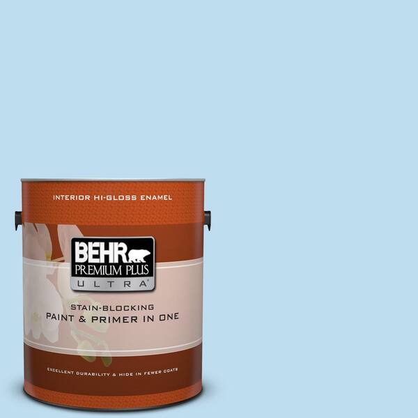 BEHR Premium Plus Ultra 1 gal. #550A-2 Tropical Pool Hi-Gloss Enamel Interior Paint and Primer in One