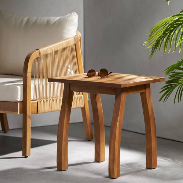 ITOPFOX Teak Acacia Wood Stylishly-Slatted Outdoor Accent