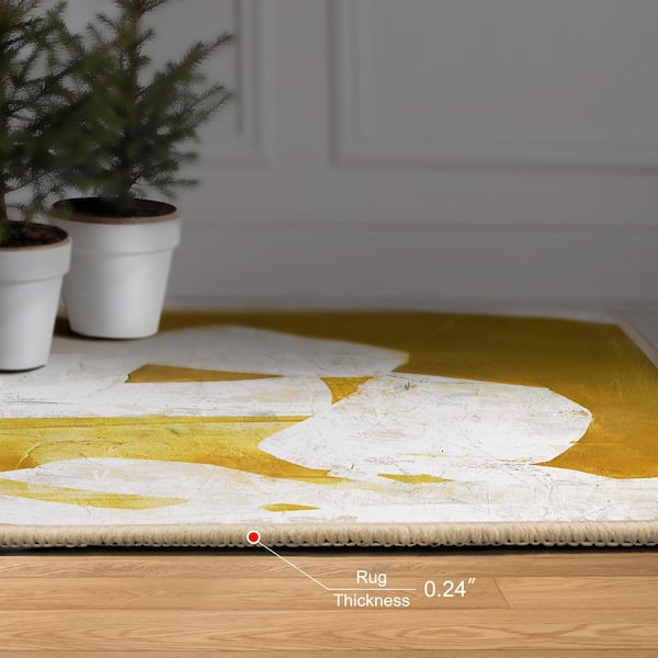 White 8 ft. x 10 ft. Items Washable Abstract Art Area Rug, Power-loomed, Heavenly Softness with Non-Slipping Backing