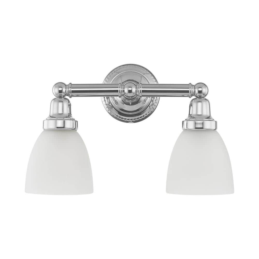 Polished Chrome 2-Light Vanity with Satin Opal Glass