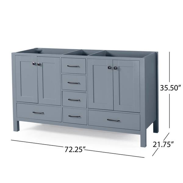 Noble House Lyndon 72 in. W x 22 in. D Bath Vanity Cabinet Only in Grey  65878 - The Home Depot