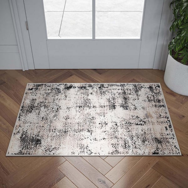 Alpha Beige 2 ft. x 3 ft. Abstract Indoor Area Rug