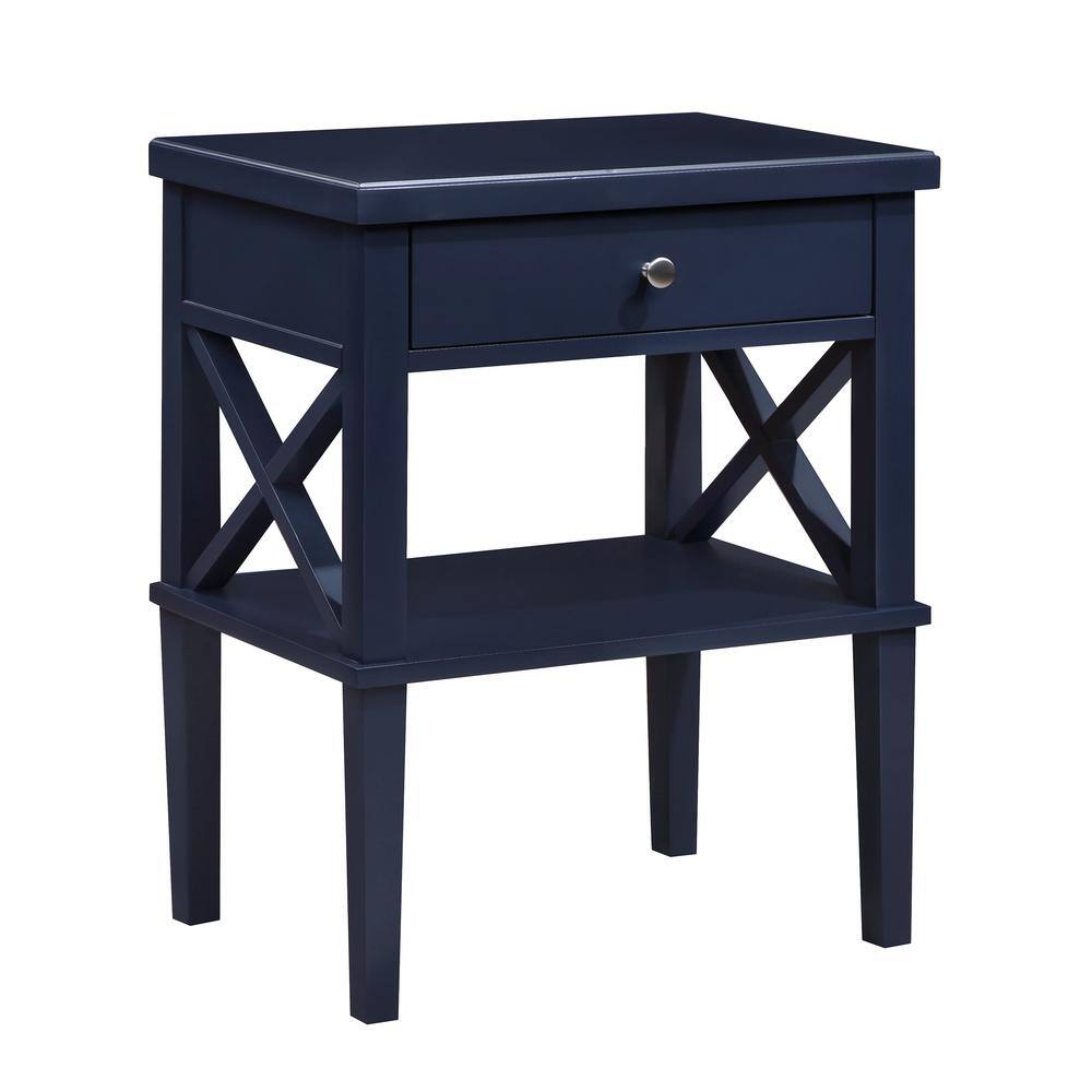 Marta 1Drawer Midnight Blue Nightstand 28 in. Height x 22 in. Width x