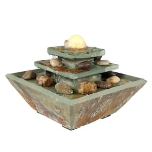 8 in. Ascending Slate Tabletop Fountain with LED Light