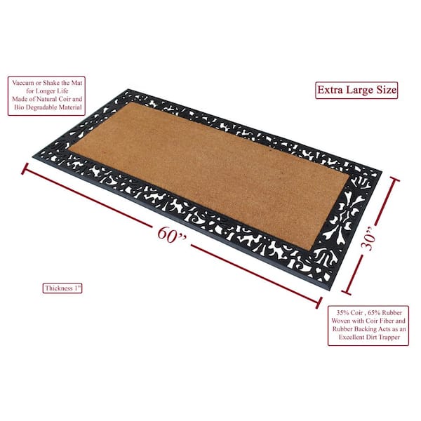 A1 Home Collections A1HC First Impression Welcome Black/Beige 30 in. x 60  in. Rubber and Coir,Heavy Duty, Extra Large Size Doormat A1HOME200112WEL -  The Home Depot