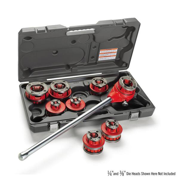 RIDGID 1/2 in. to 2 in. 12-R Manual Exposed Ratchet NPS Pipe Threading Set (6 Die Heads, Alloy Dies, Ratchet/Handle + Case)