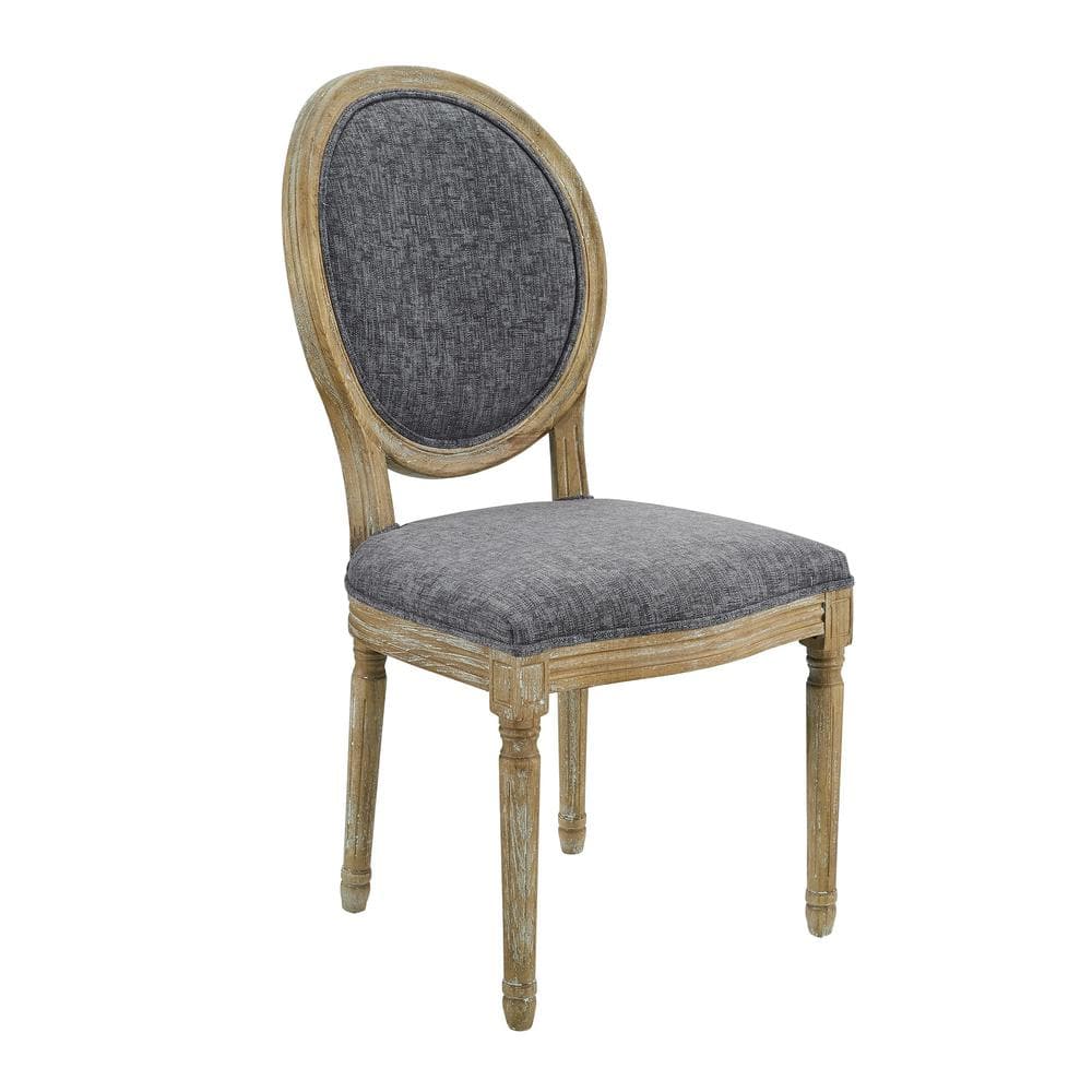 Dark Natural Brown Upholstered Oval Back Side Chair Set