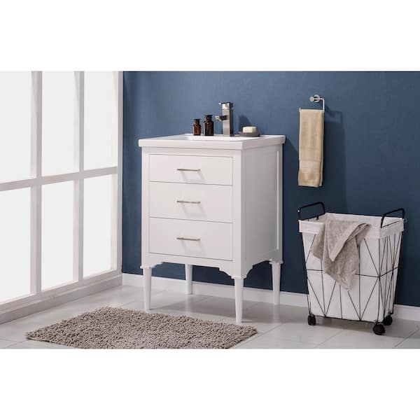 Mason 24 in. W x 18 in. D Bath Vanity in White with Porcelain Vanity Top in White with White Basin