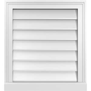 20 in. x 22 in. Vertical Surface Mount PVC Gable Vent: Decorative with Brickmould Sill Frame