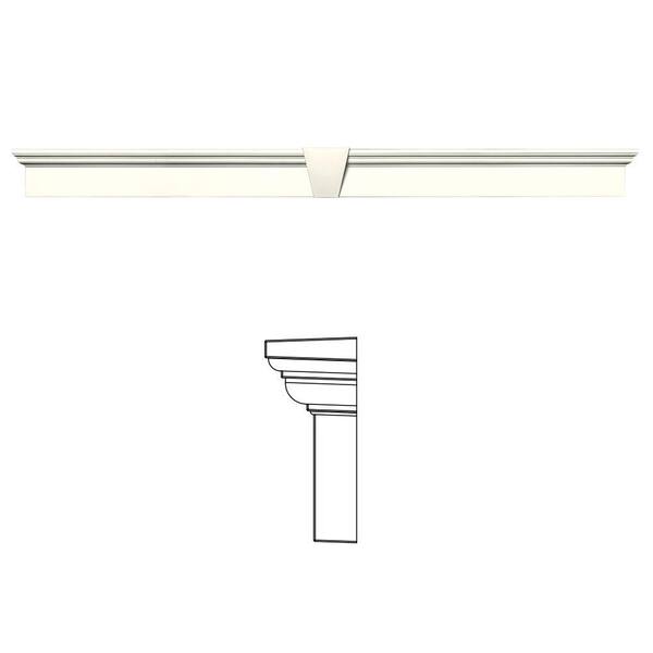 Builders Edge 6 in. x 73-5/8 in. Flat Panel Window Header with Keystone in 034 Parchment