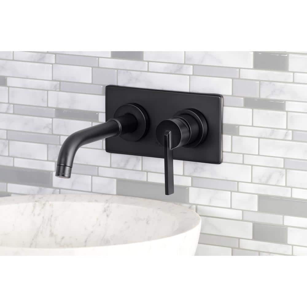 Matte Black Brass Single-Handle Wall Mount Bathroom Faucet