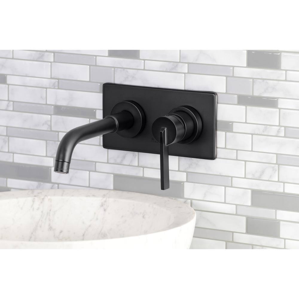 Matte Black Brass Single-Handle Wall Mount Bathroom Faucet