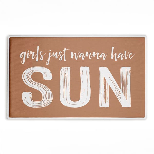 Girls Just Wanna Have Sun 18 in. x 30 in. Brown Graphic Polyester Blend Rectangle Bath Mat