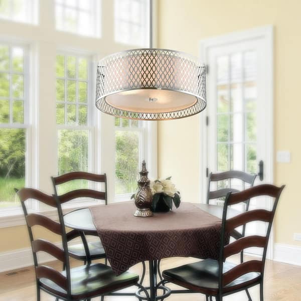 Mikayla 3 Light Drum Shade Chandelier With Satin Nickel Finish