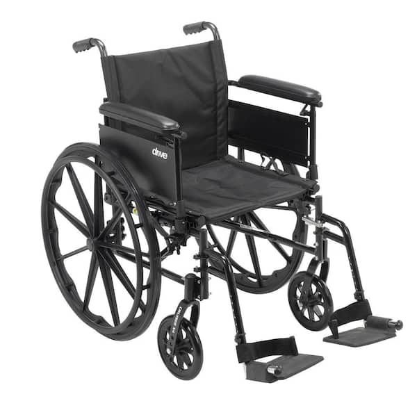 Drive Medical Cruiser X4 Lightweight Dual Axle Wheelchair with Adjustable Detachable Arms, Full Arms and Swing Away Footrests