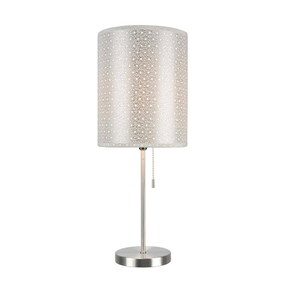 19.5" Silver Nickel Candlestick Table Lamp with Star Design Shade