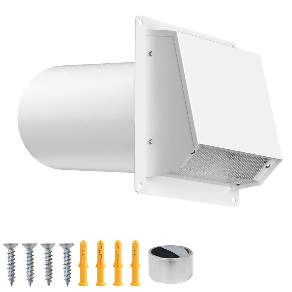 1-Piece Bath Accessory Set in White, 4 in. Dryer Vent Cover Outside, Galvanized Steel Exterior Hooded Wall Vent Cover price history on PriceWatchPro