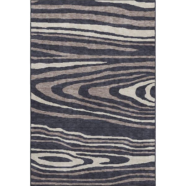 Addison Rugs Mayfield Premium Machine Washable Abstract AMF974 Black 9 ft. x 12 ft. Area Rug