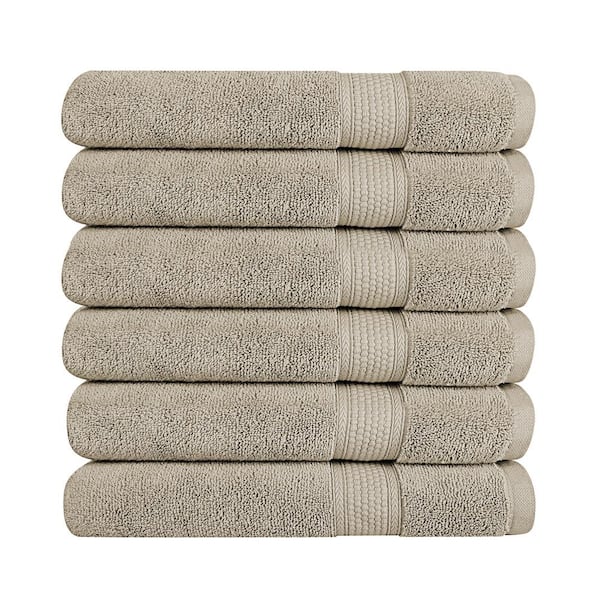 A1 Home Collections A1HC Hand Towel 500 GSM Duet Technology 100% Cotton Ring Spun Plaza Taupe 16 in. x 28 in. Quick Dry (Set of 6)