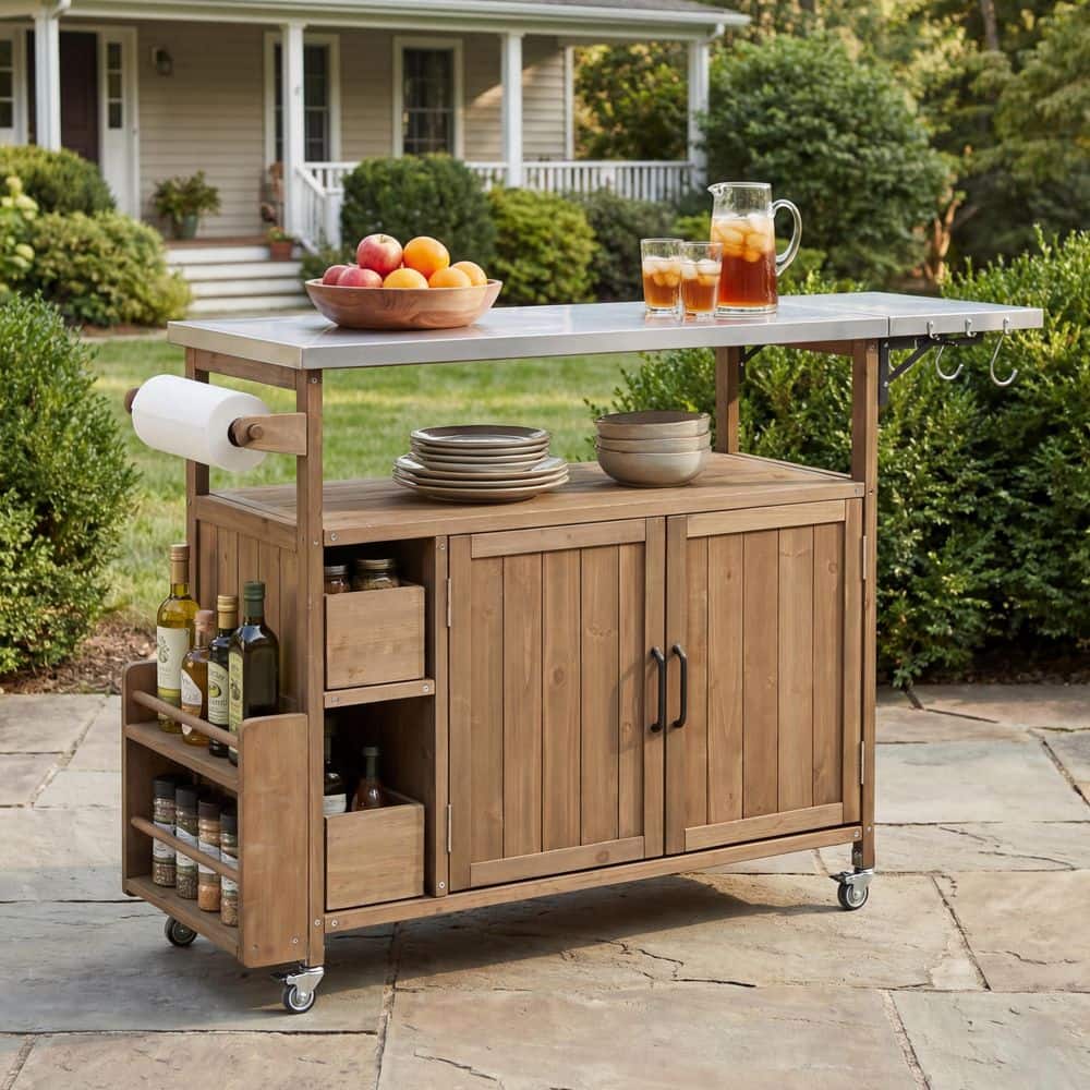 CHRISTOPHER KNIGHT HOME Land Natural+Brown Wood+Metal Patio