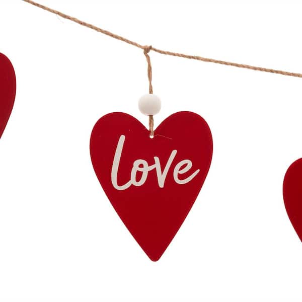 Glitzhome 72 in. Wooden/Metal Valentine's Heart Garland 2019400003 - The  Home Depot