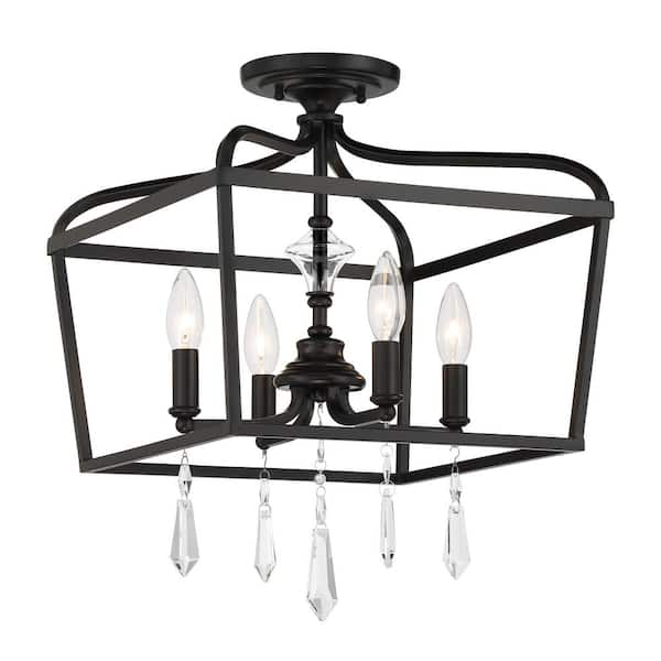 Minka Lavery Laurel Estate 14.125 in. 4-Light Semi-Flush Mount to Mini Chandelier