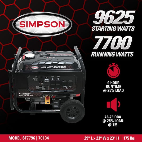 9,625-Watt Recoil Start Gasoline Powered Portable Generator with CO Sensor