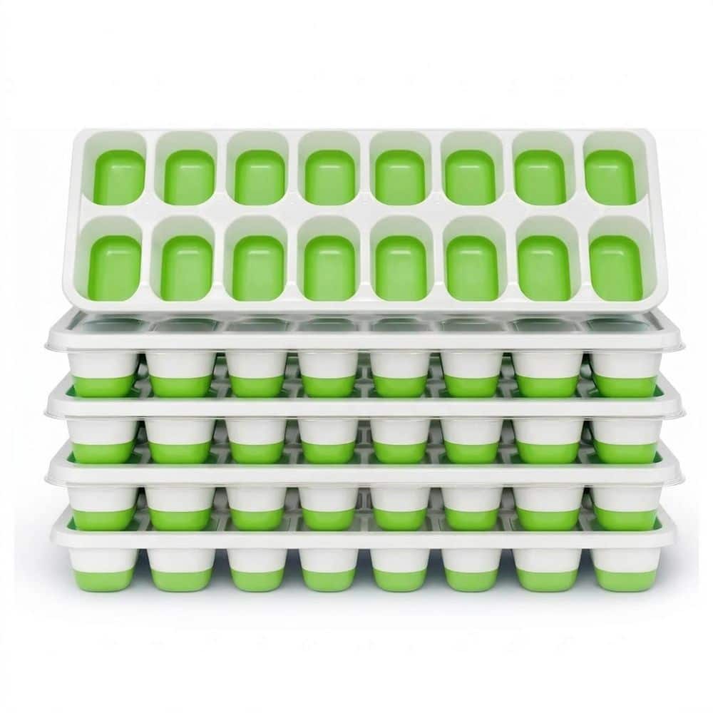 Green Ice Cube Mold 4 Pack Ice Tray with Lids Stackable Easy Release Silicone Bottom PP Frame BPA-Free Dishwasher Safe price history on PriceWatchPro
