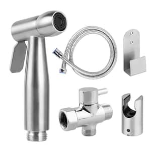 Bidet Sprayer for Toilet; Handheld Cloth Diaper Sprayer; Bathroom Bidet Accessory Attachment with Hose in Brushed Nickel