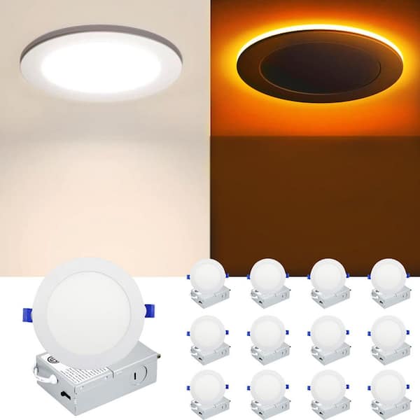 WYZM 12 Pack 5/6 in. LED Recessed Ceiling Light with Night Light 5CCT Selectable Ultra-Thin Recessed Lighting ETL (12-Piece)