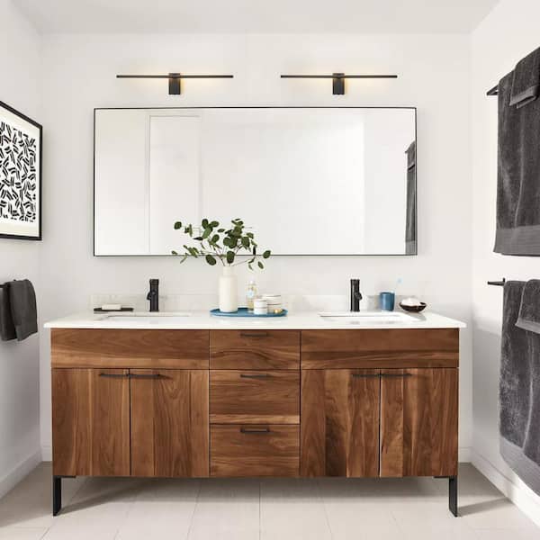 Stiner 23.6 in. 1-Light Modern Black Linear Rotatable Integrated LED 3000K Warm Light Bathroom Vanity Light