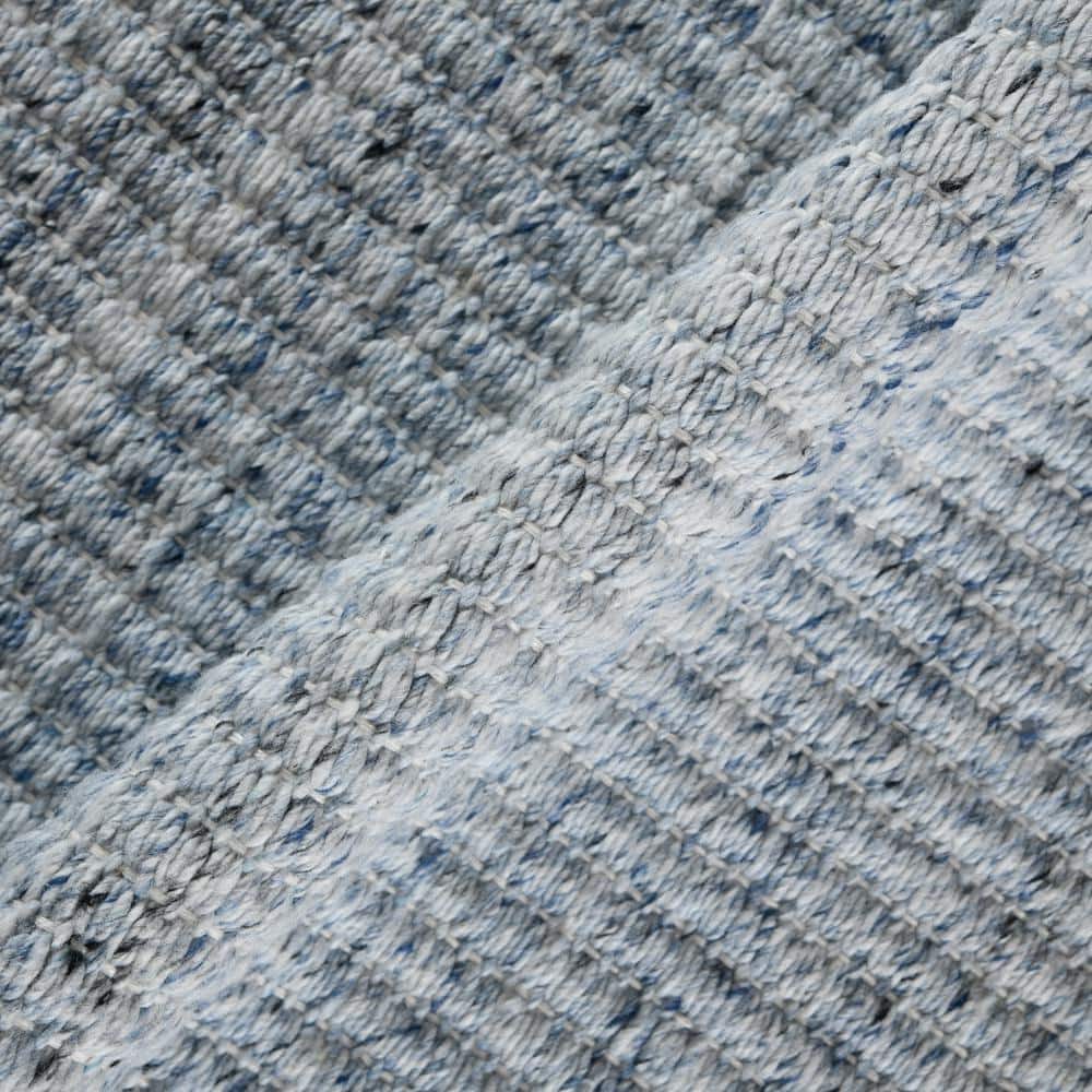 Sky Blue Geometric Hand-Woven Synthetic Area Rug