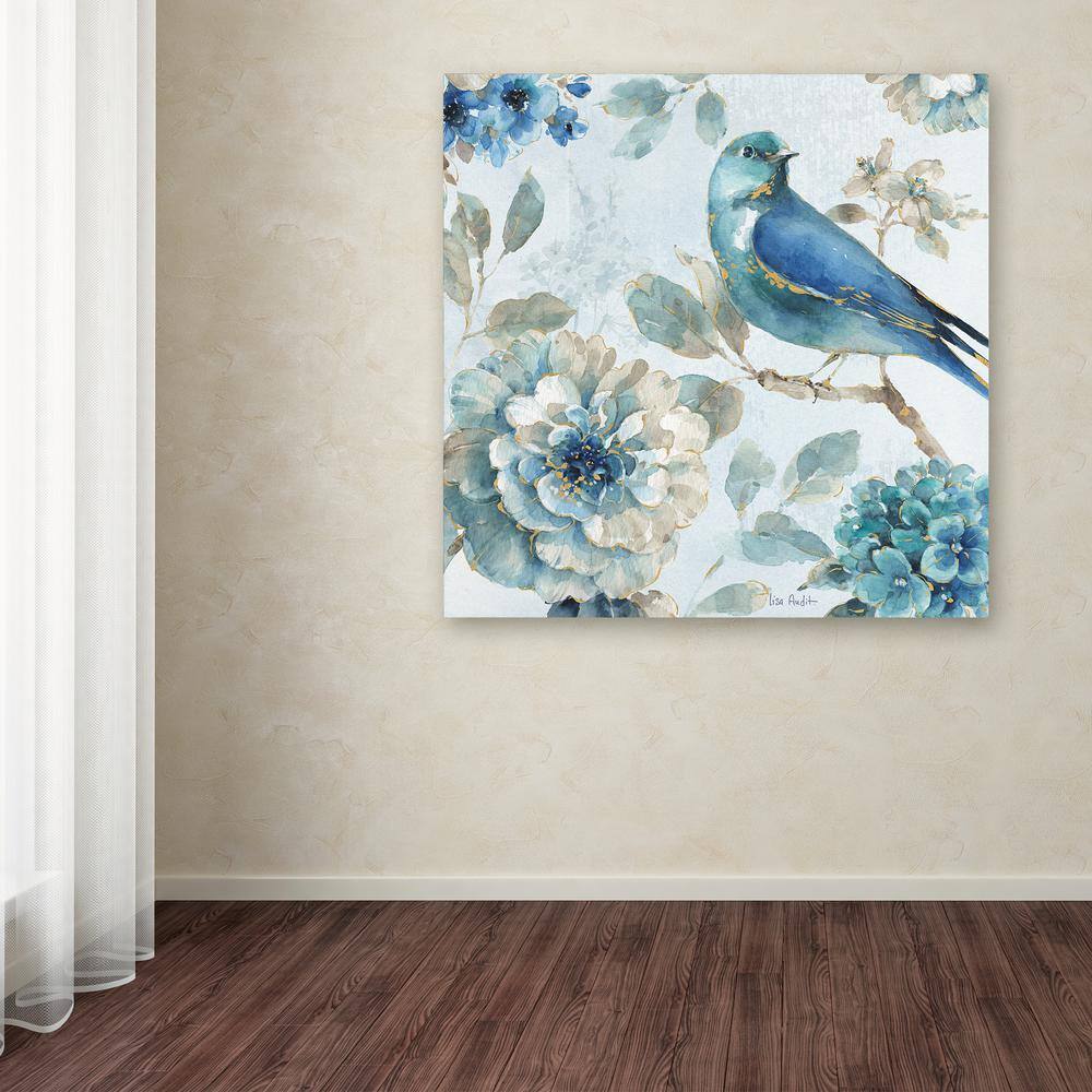 Indigold III Blue and White Canvas Animal Painting, 14 x 14