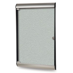 Silhouette 4 x 2 ft.  Vinyl Enclosed Bulletin Board, 1 Door, Satin/Black Aluminum Frame, Silver