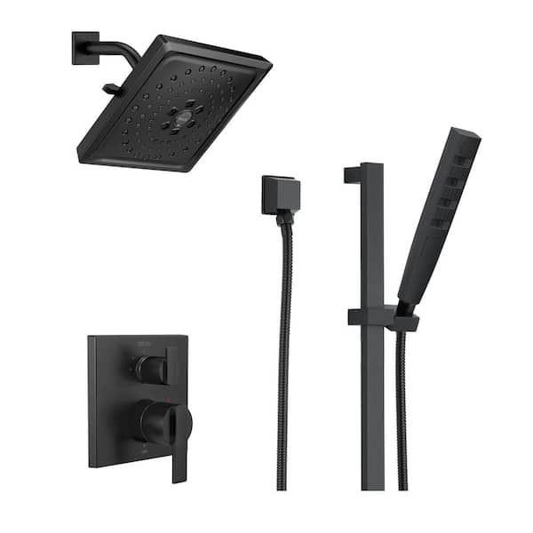 Ara 4-Spray Dual Wall Mount Fixed and Handheld Shower Head 1.75 GPM in Matte Black