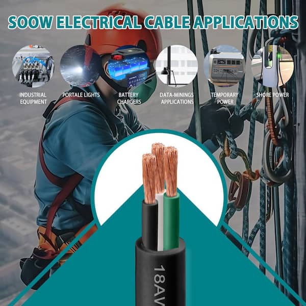 5 ft. 6 AWG/3 Conductor 600V SOOW Indoor/Outdoor Braided Extension