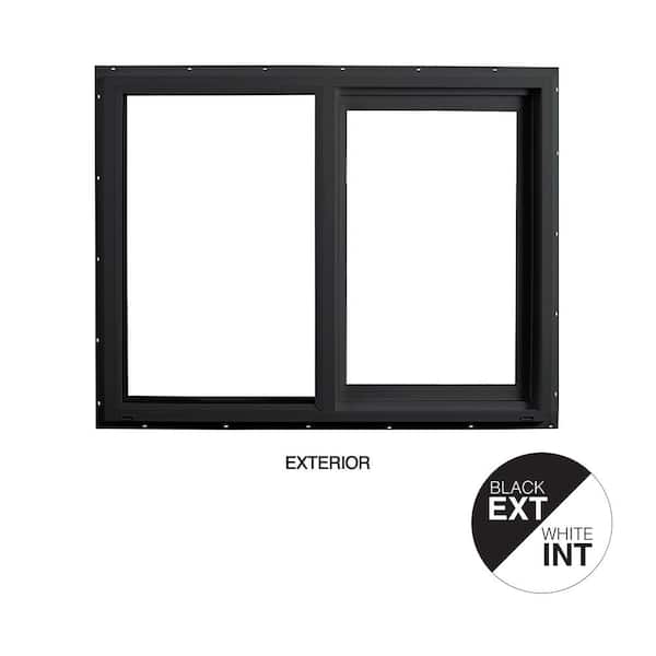 47.5 in. x 35.5 in. Select Series Vinyl Horizontal Sliding Left Hand Black Window with White Int, HP2+ Glass and Screen