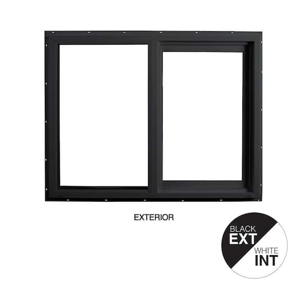 Ply Gem 47.5 in. x 35.5 in. Select Series Vinyl Horizontal Sliding Left Hand Black Window with White Int, HP2+ Glass and Screen