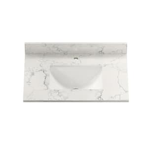 31 in. W x 22 in. D Engineered Stone Composite White Square Single Sink Bathroom Vanity Top in Carrara Jade