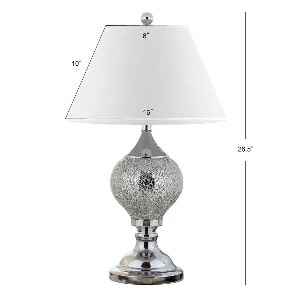 Louise 27" Mirrored Chrome Table Lamp with White Shade