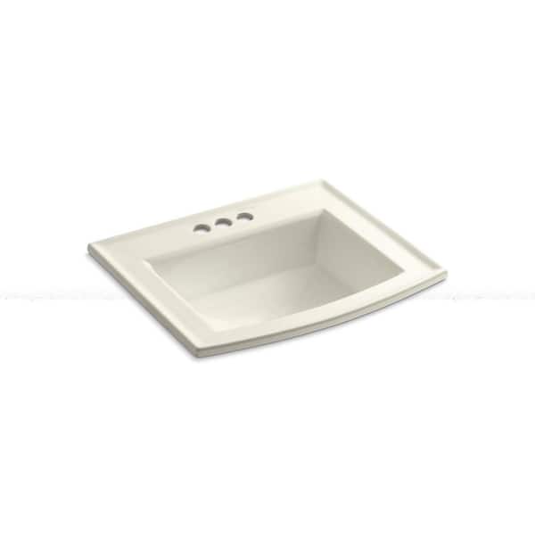 KOHLER Archer 22-3/4 in. Drop-In Vitreous China Bathroom Sink in Biscuit with Overflow Drain