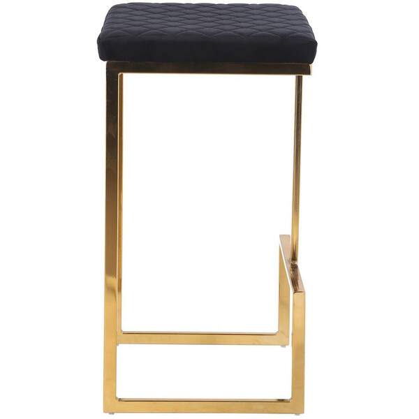 Classic Contemporary Bar Stool Aged Brass Metal Finish and Black Leather  For Sale at 1stDibs
