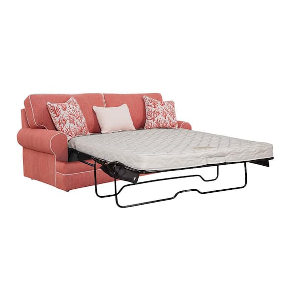 American Furniture Classics Coral Springs 90 in. Coral Fabric Queen Size 3 person Sofa Bed with 3 Accent Pillows 8 040M S260C The Home Depot