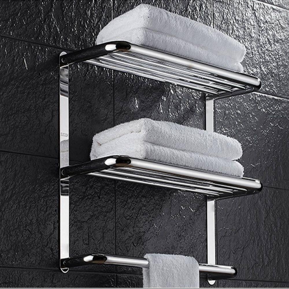 24-Inch Polished Stainless Steel Wall-Mounted Double Towel Rack