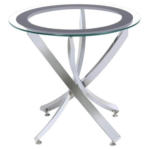 Coaster Norwood Chrome and Clear End Table with Tempered Glass Top