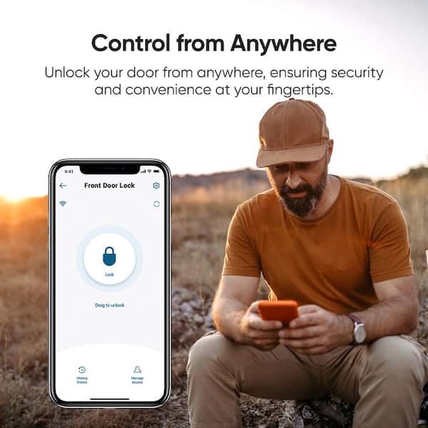 Security Smart Lock C220, Fingerprint Keyless Entry Door Lock, Built-in Wi- Fi, App Remote Control, Front Door Smart Lock Deadbolt, 8Months Battery, Reliable Power, IP53 Waterproof, BHMA Grade 3 - View #8