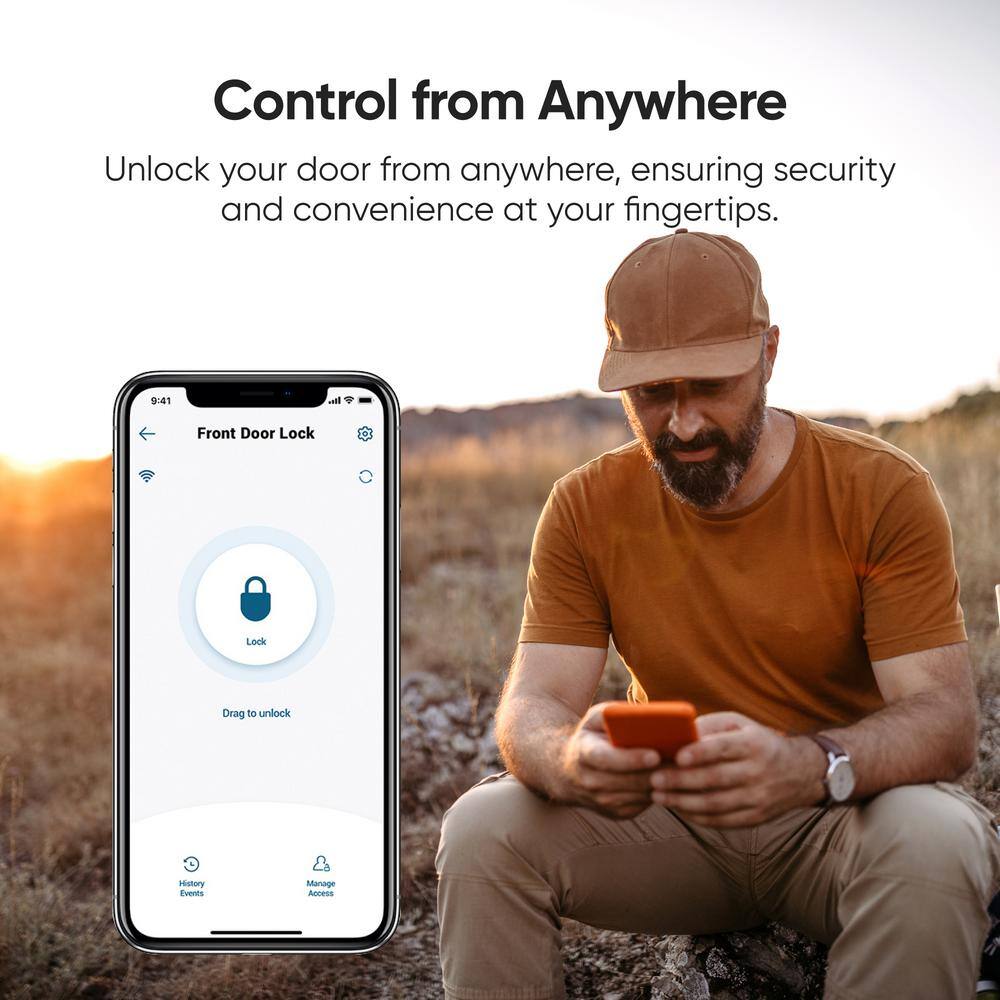 Black Electronic Wi-Fi Deadbolt with Touchscreen
