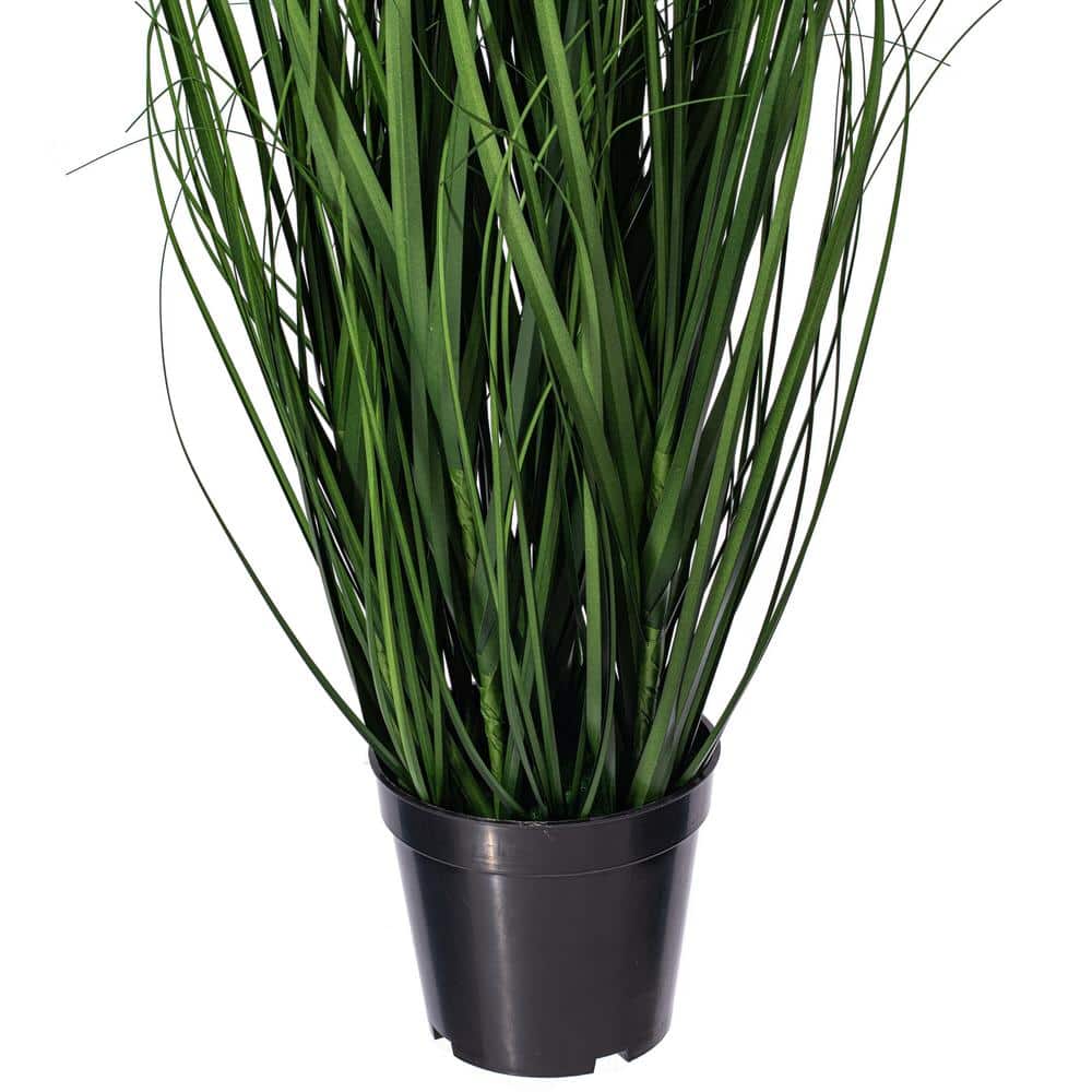 36" Green Artificial Grass Topiary in Black Plastic Pot
